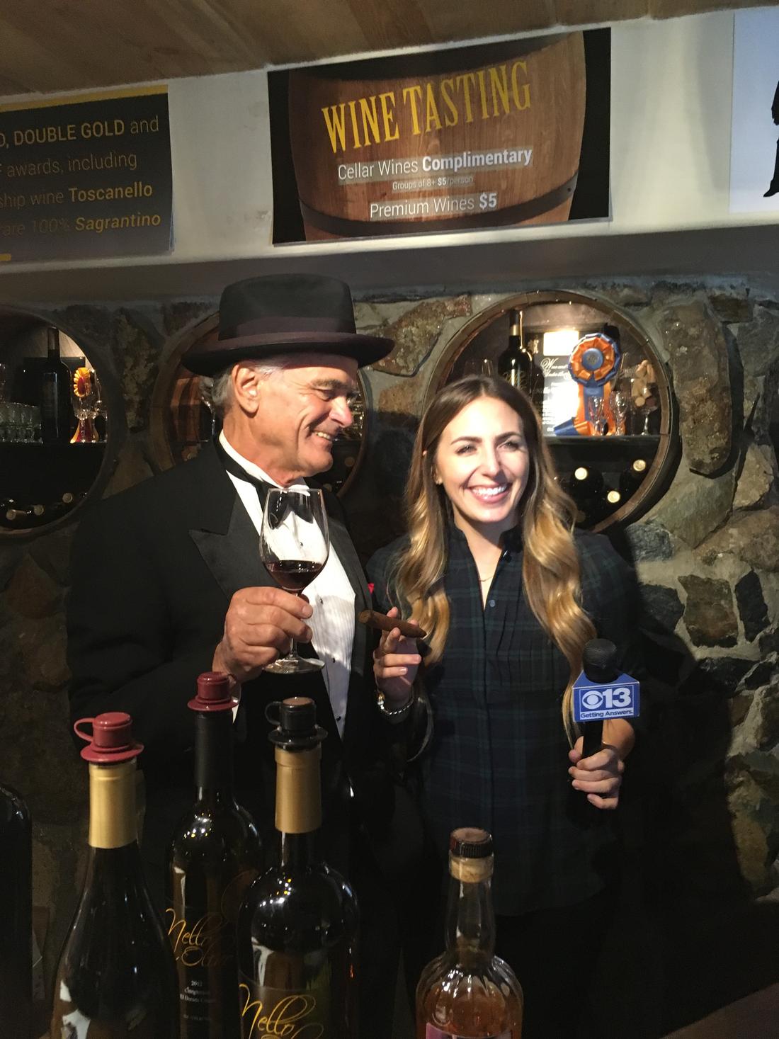A member interviewed beside the wine table